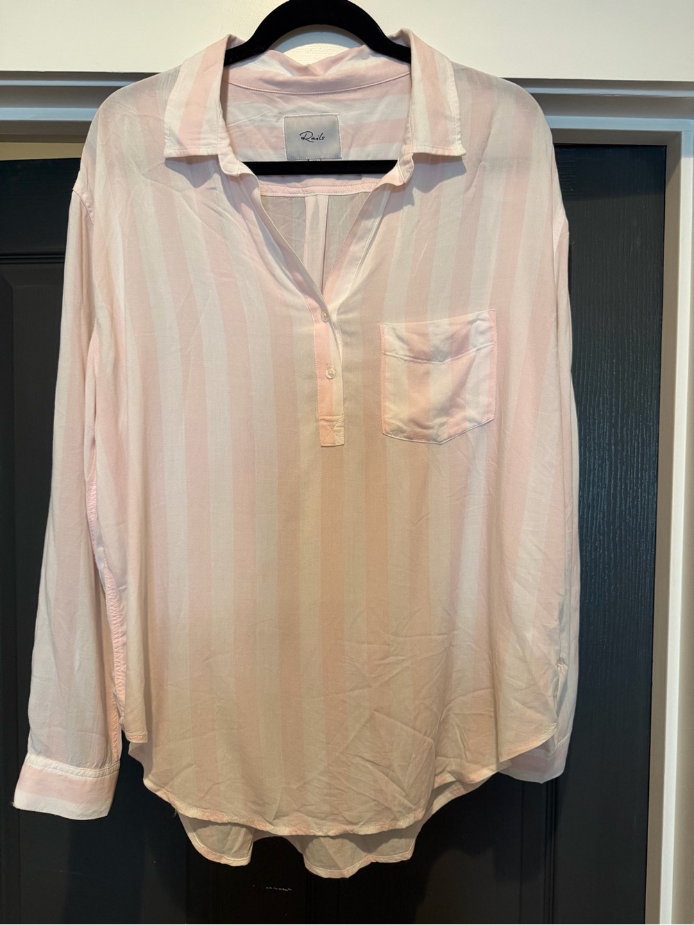 Rails Light Pink and White Striped Button-Front Shirt